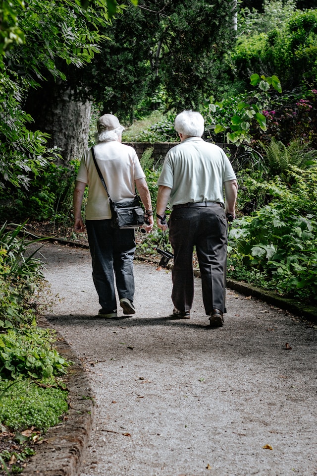 senior couple enjoying a walk