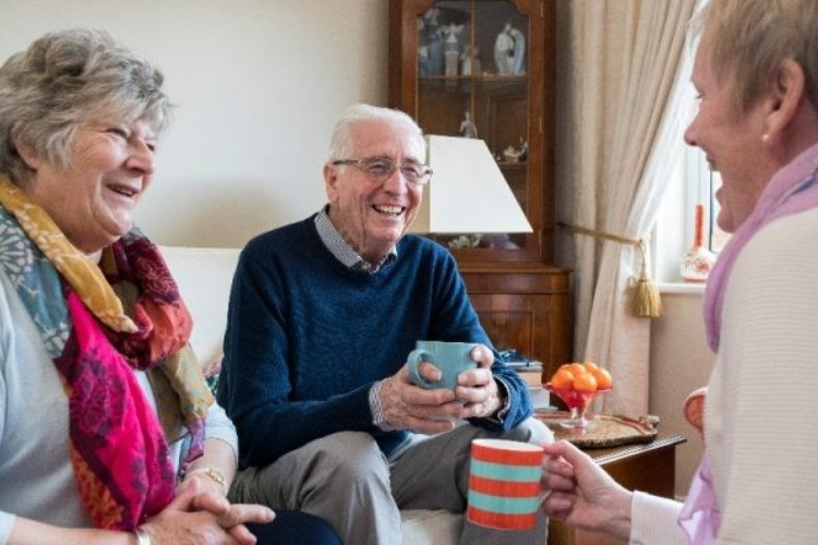 Group of seniors drinking tea
