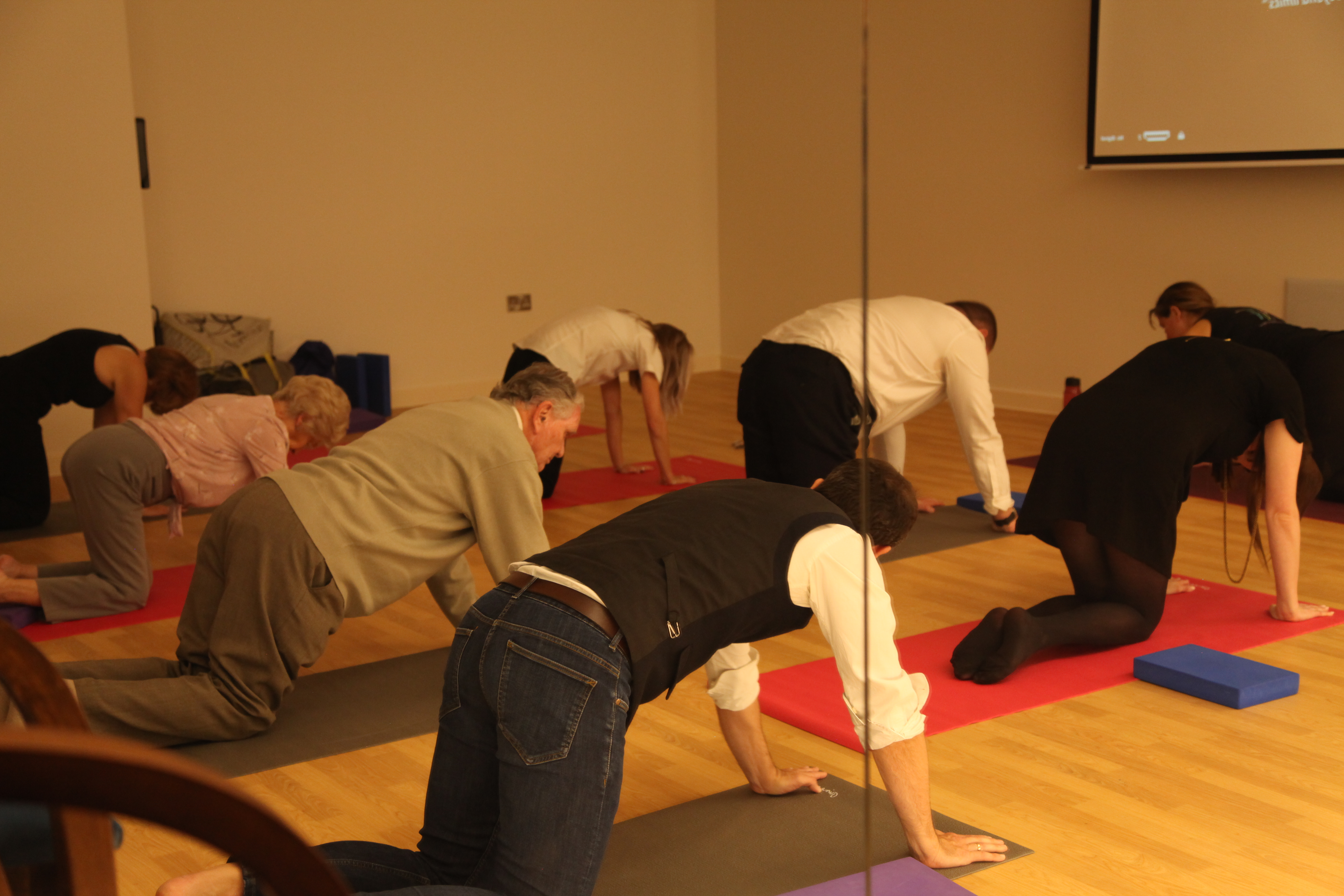 residents participating in yoga class