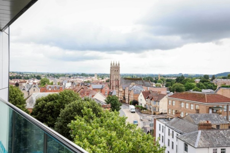 Views of Taunton town from Quantock House balcony